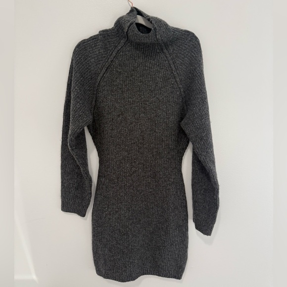 H&M Dresses & Skirts - H&M Charcoal Fitted Knit Turtleneck Sweater Dress 
Size S Minimalist Capsule